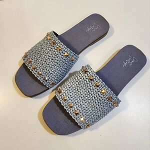 CROWN VINTAGE Flory Blue woven knit Slip On sandas size 9 1/2